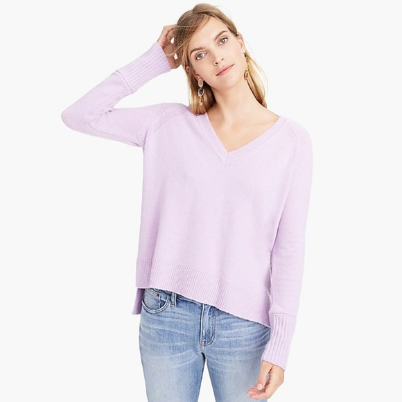 J Crew Vneck Sweater Lilac Purple Wool 